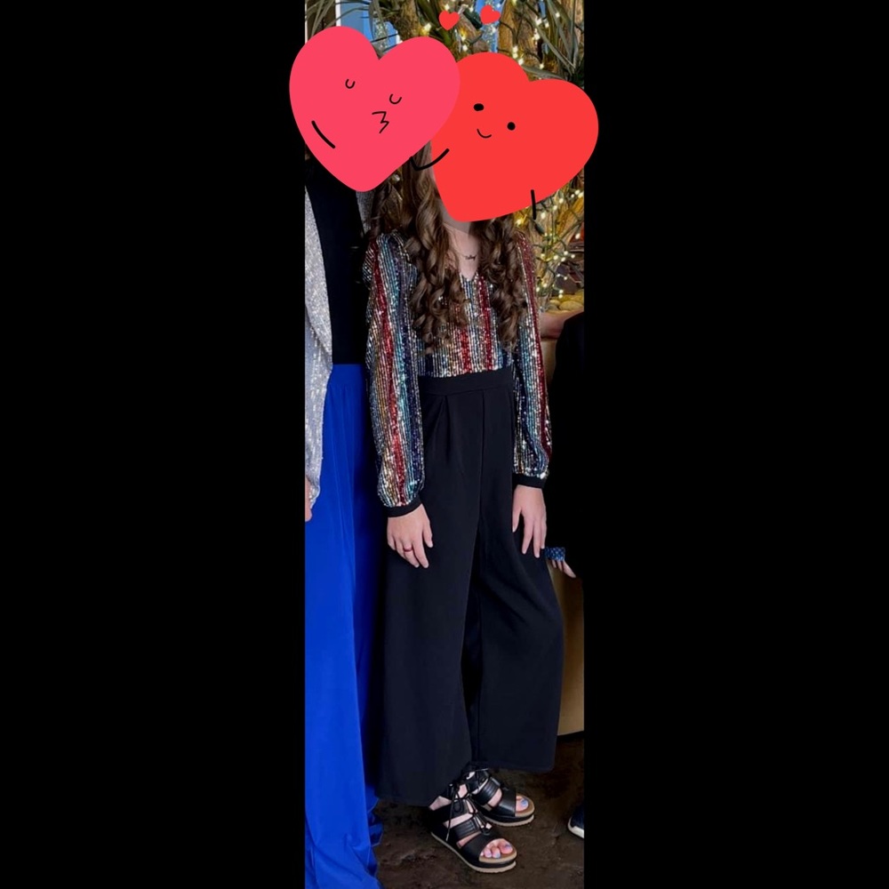 Kids Girls Youth Sequin Jumpsuit Romper Pant Set Size 14 worn once excellent